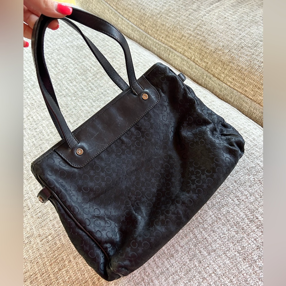CELINE Vintage Monogram Black Canvas Tote - Picture 2 of 11